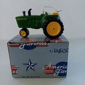 Enesco Green and Yellow Tractor Ornament